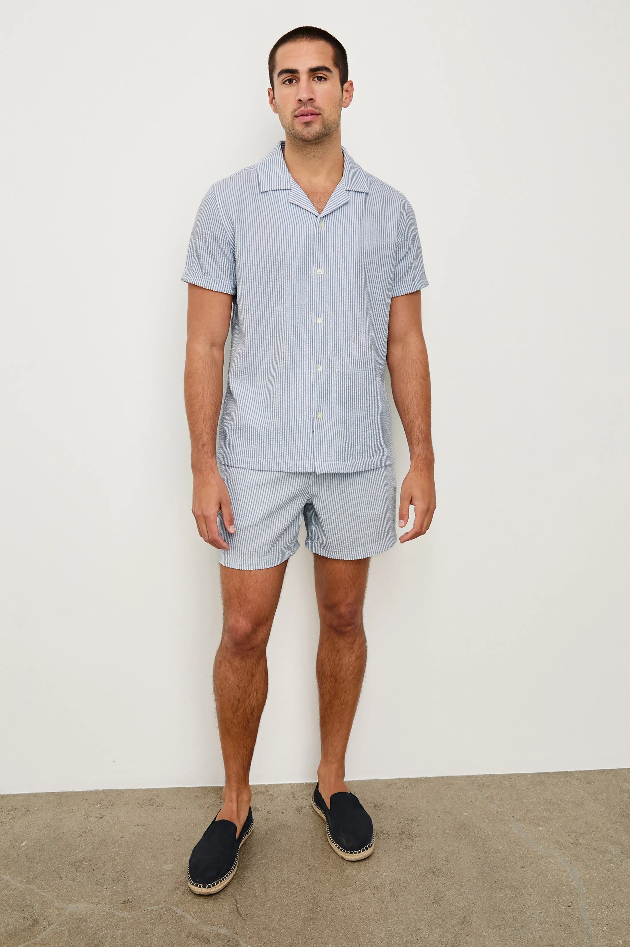 AMALFI SHIRT - BLUE WHITE SEERSUCKER
