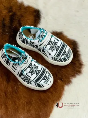ARIAT GIRLS HILO STARK SOUTHWEST WHITE AZTEC