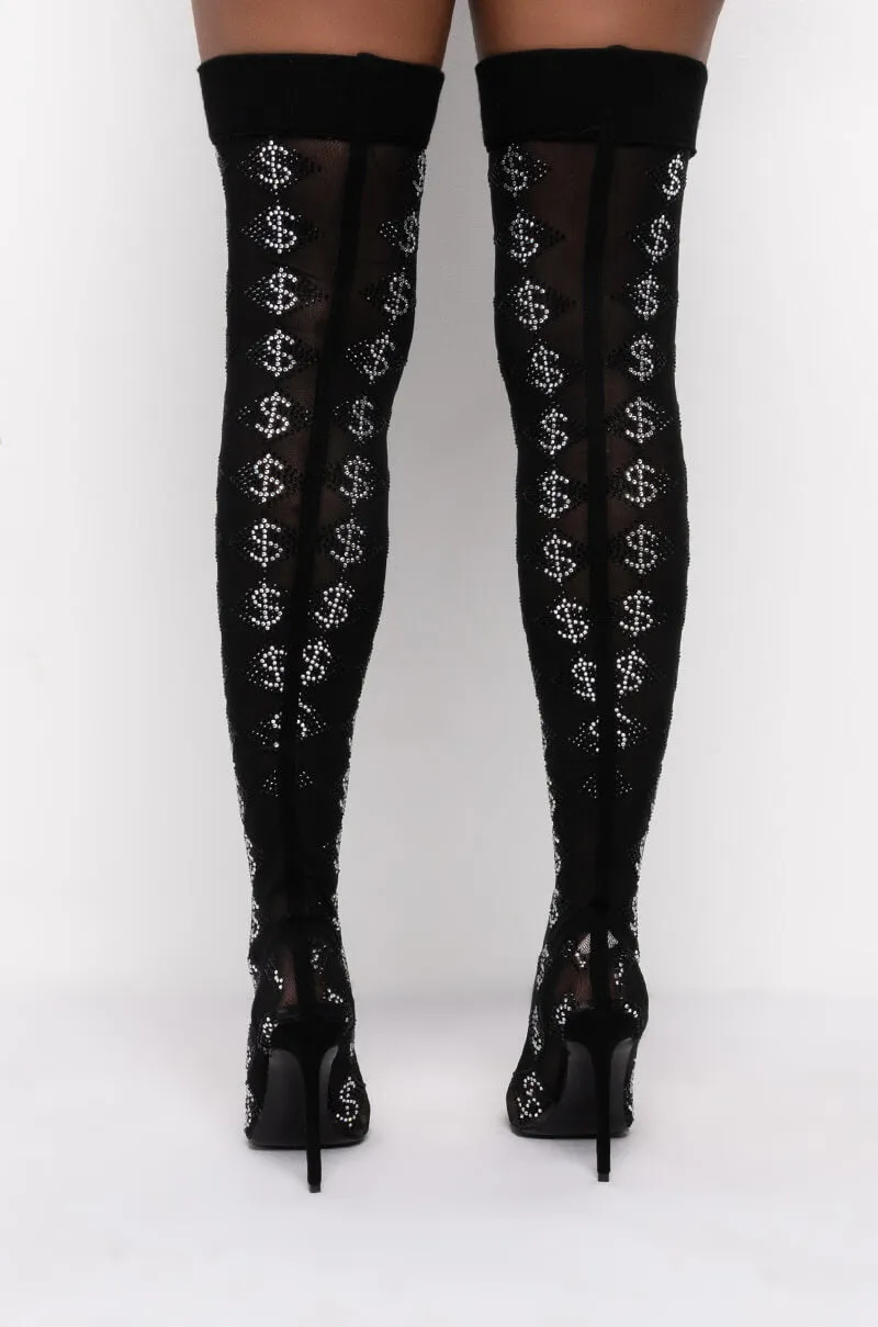 AZALEA WANG BLING BLING STILETTO BOOT IN BLACK