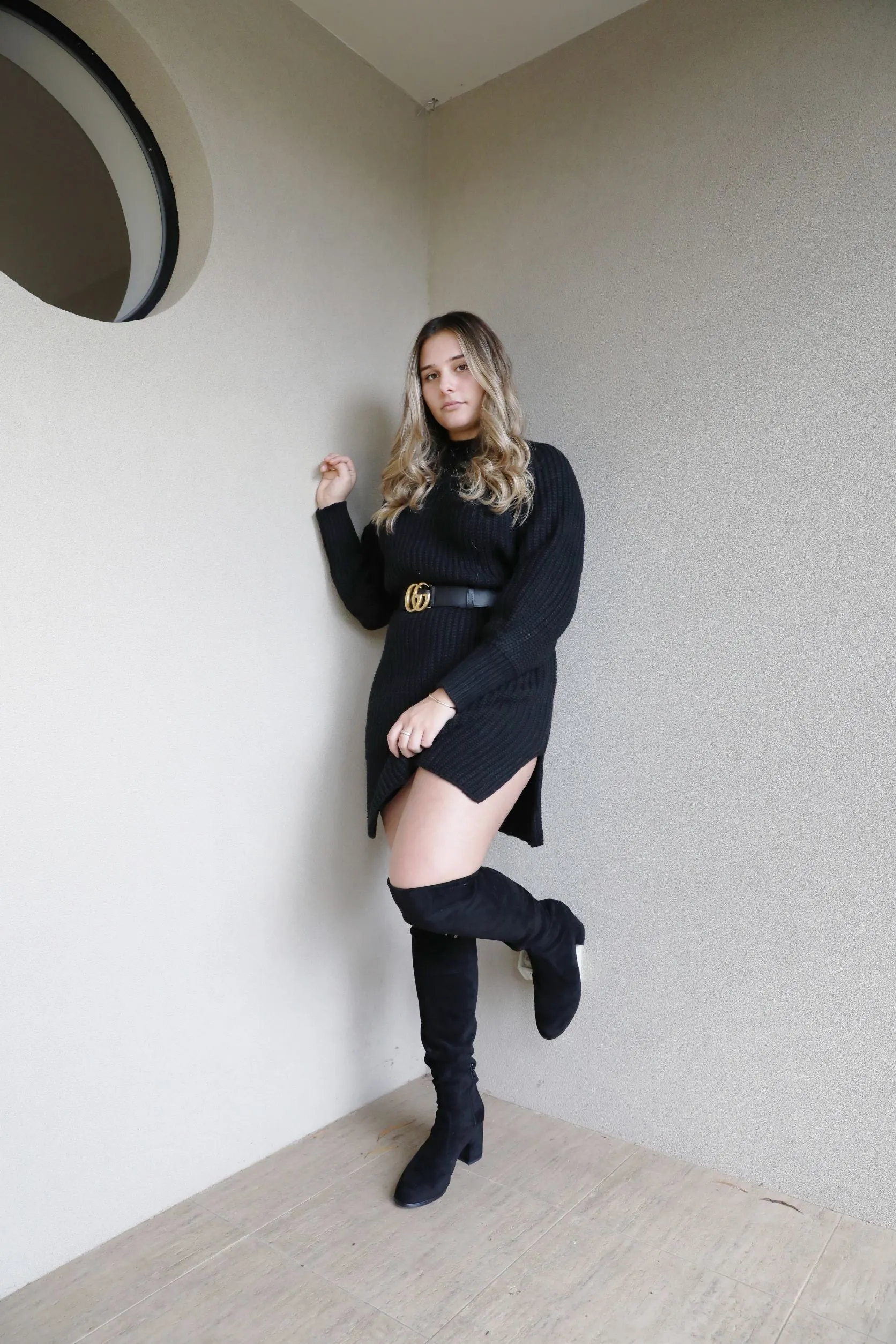 Black Chunky Knit Dress / Top