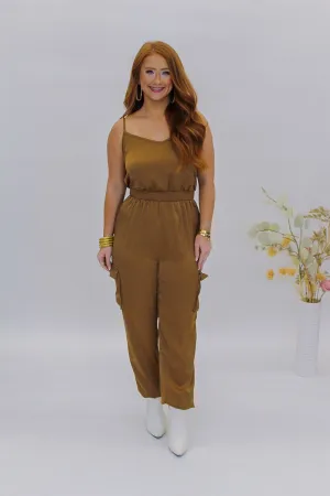Carmen V Neck Jumpsuit-Bronze