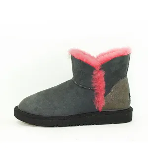 Cornsilk Ankle Ugg Boot - Black Red