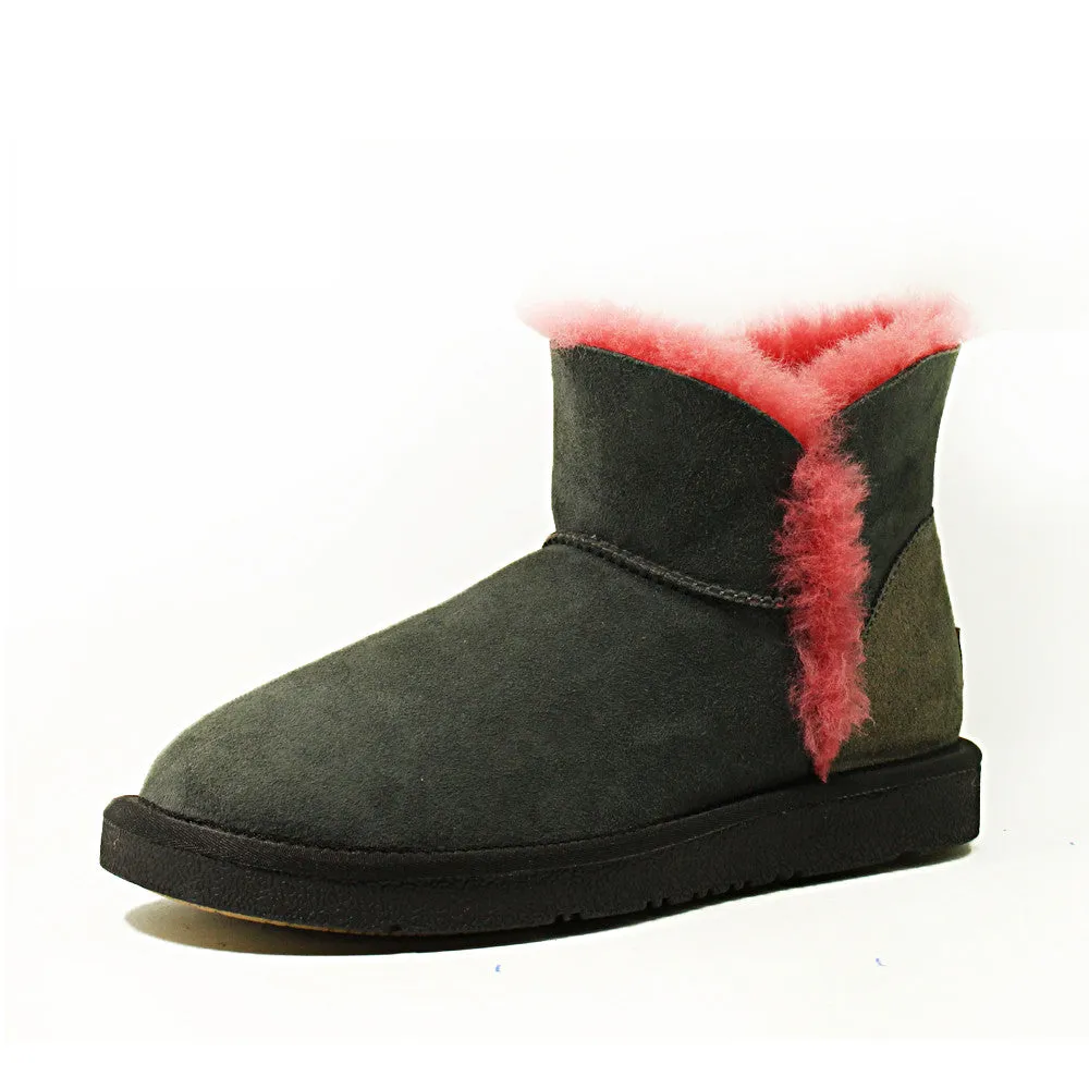 Cornsilk Ankle Ugg Boot - Black Red