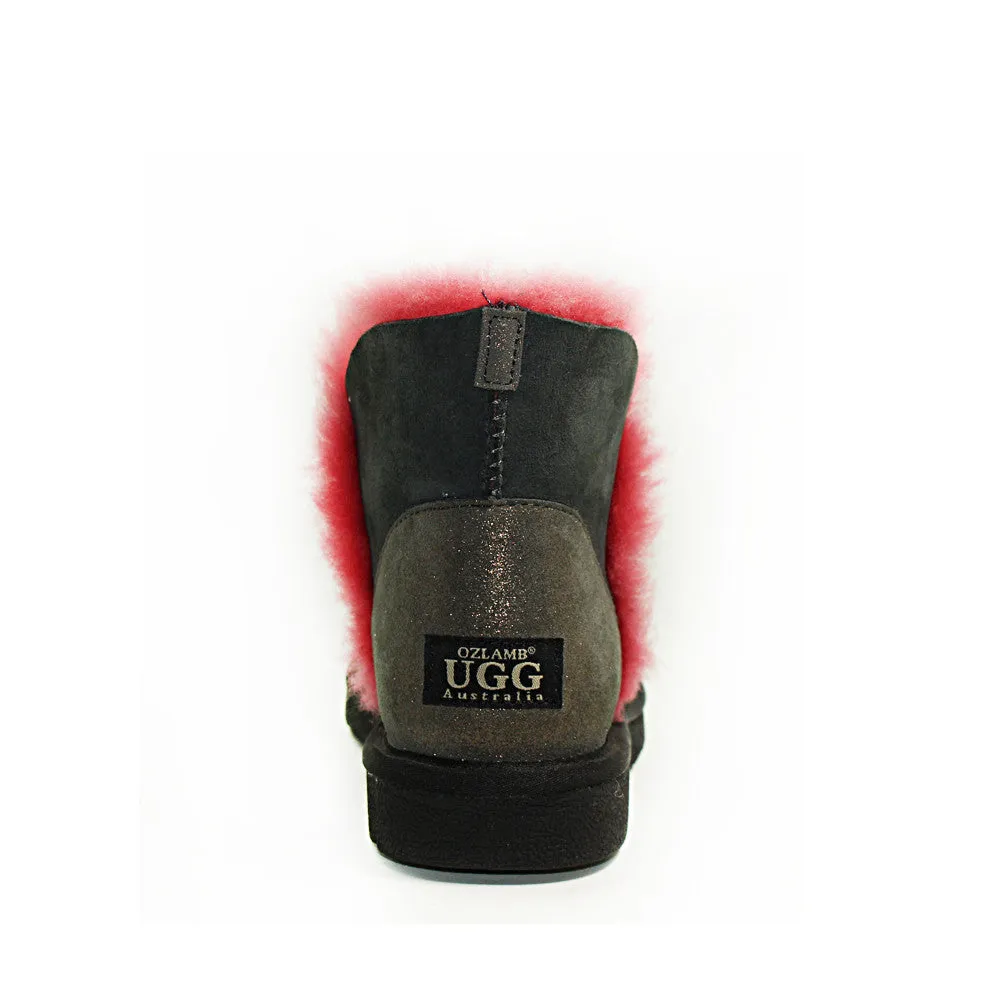 Cornsilk Ankle Ugg Boot - Black Red