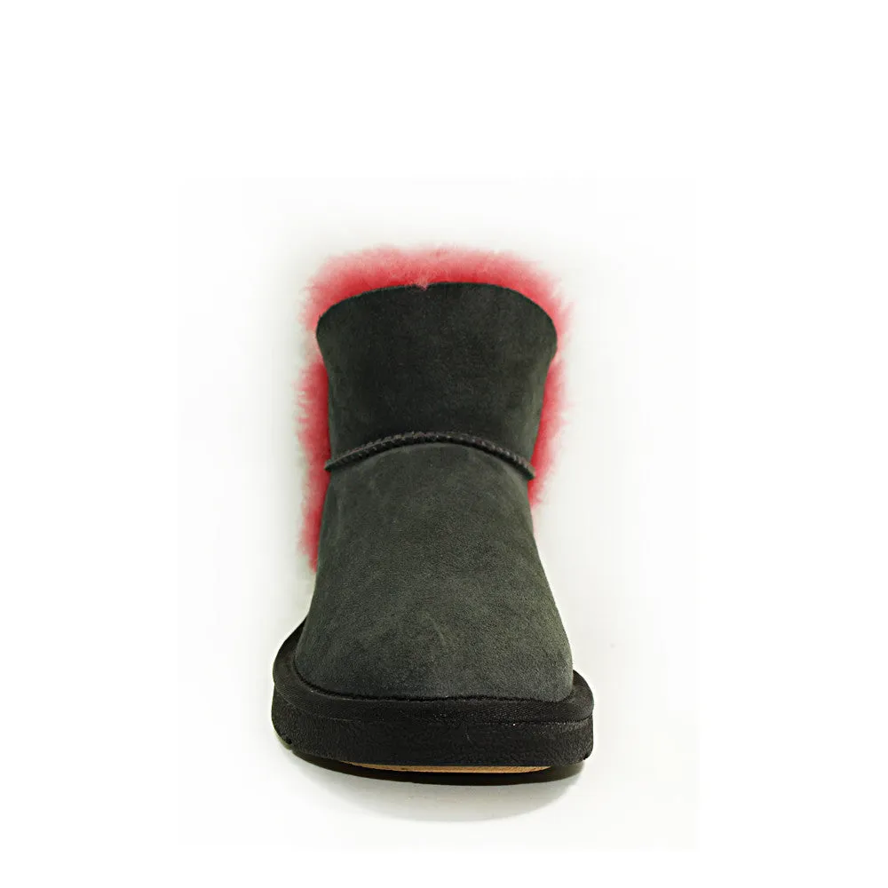 Cornsilk Ankle Ugg Boot - Black Red