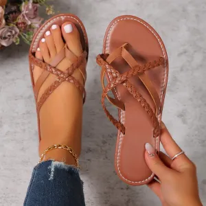 Cross-Woven Design Thong Summer Flat Flip Flops