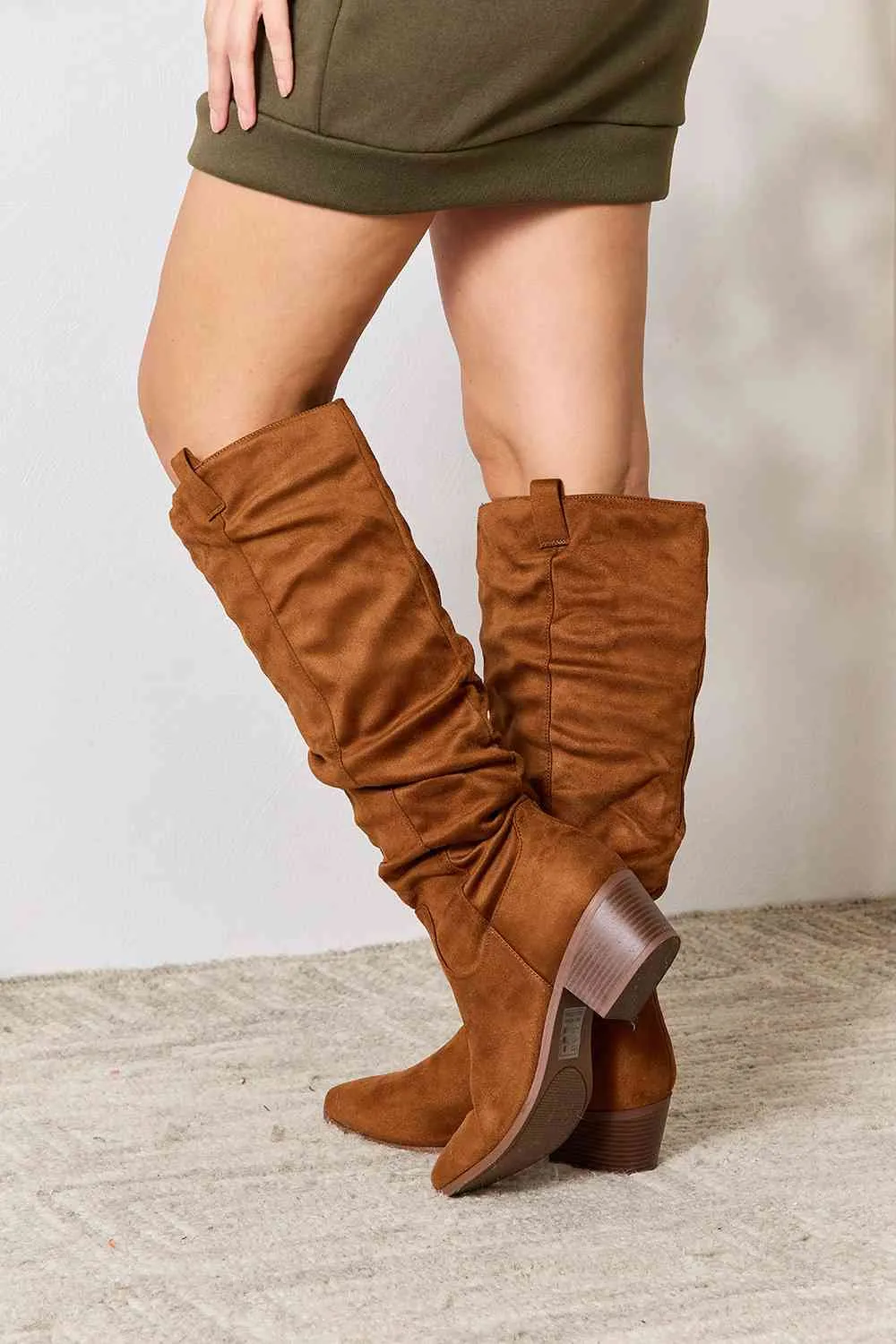 East Lion Corp Chestnut Brown Block Heel Knee High Boots