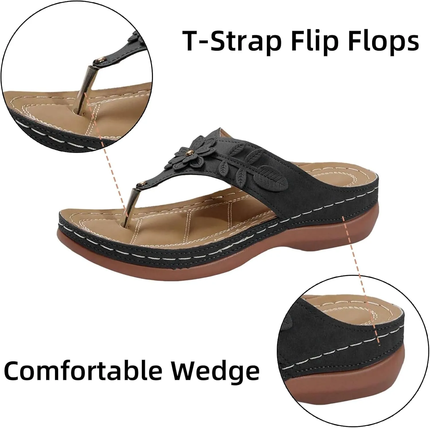 Flip Flops for Women 2025 Summer Beach Sandals Wedge Sandals for Women Comfortable Sandal with Arch Support Fashion Flip Flops Slip on Beach Dressy Sandal on Beach Trendy Shoes 2025