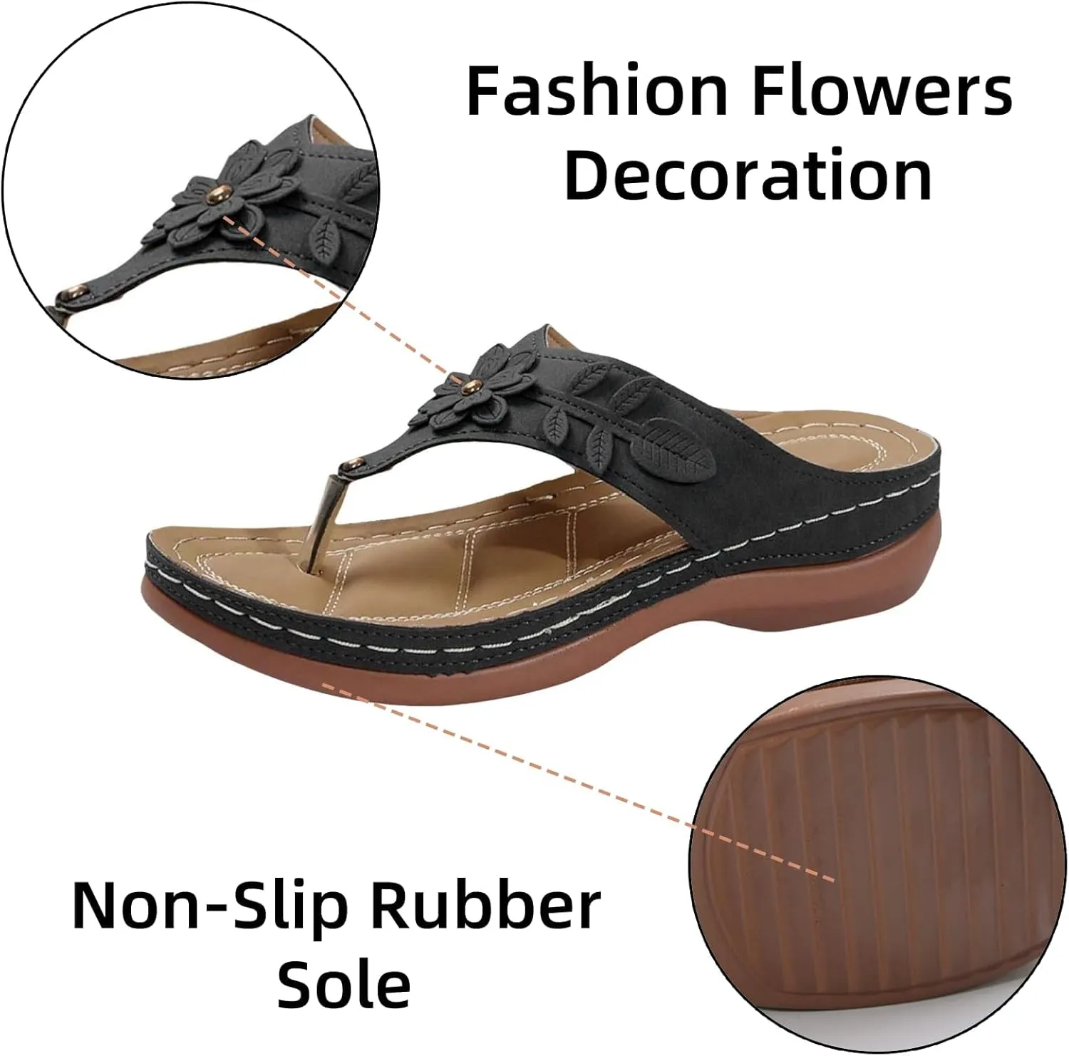 Flip Flops for Women 2025 Summer Beach Sandals Wedge Sandals for Women Comfortable Sandal with Arch Support Fashion Flip Flops Slip on Beach Dressy Sandal on Beach Trendy Shoes 2025