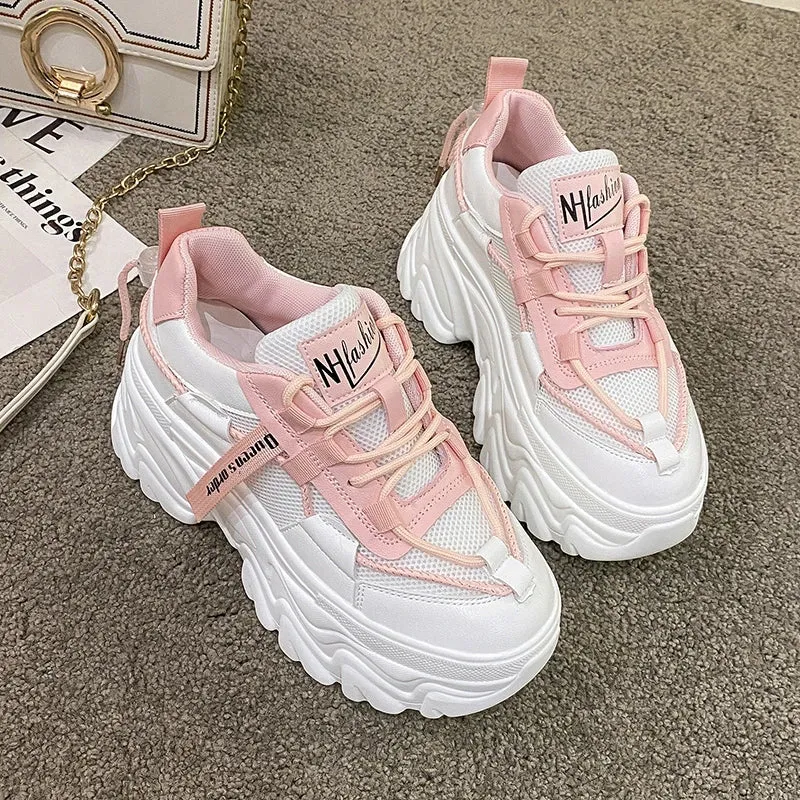 Joskaa 2024 New White Chunky Platform Sneakers