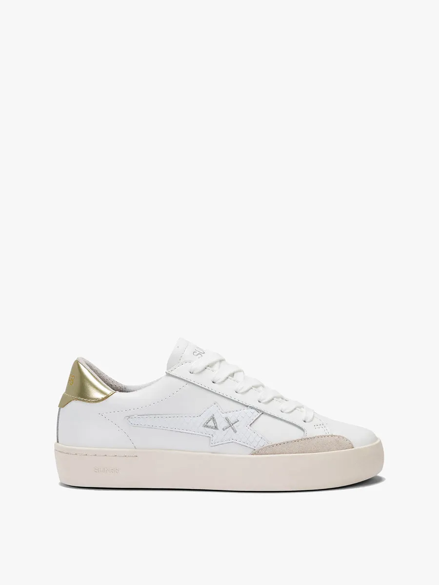 Katy leather - Bianco/oro