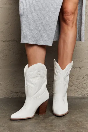 Legend White Urban Heeled Cowboy Boots