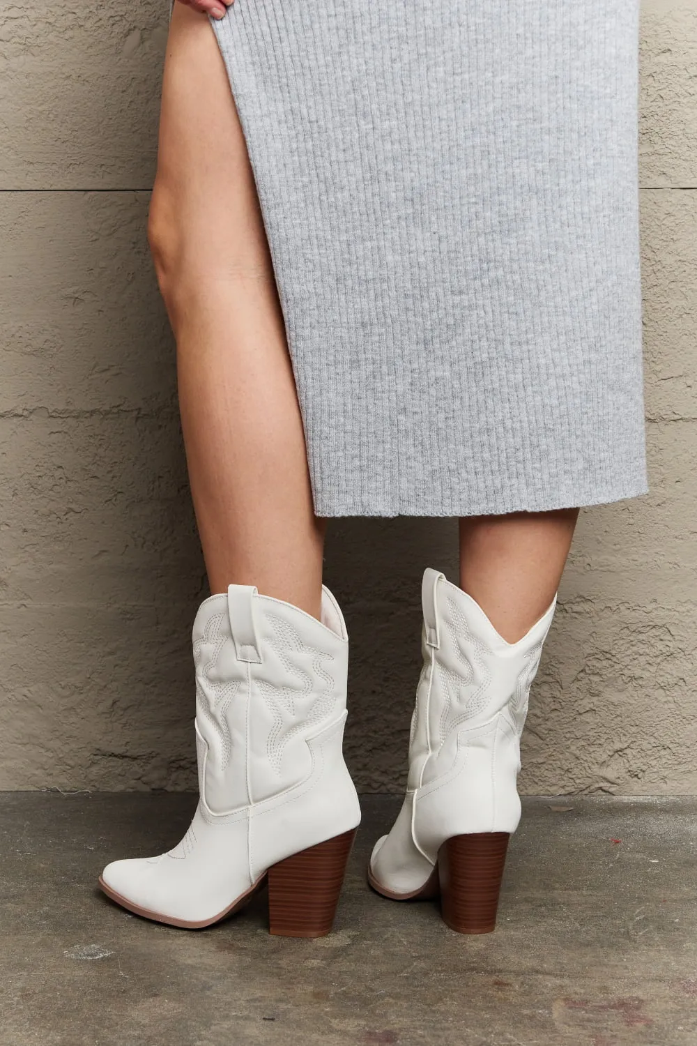 Legend White Urban Heeled Cowboy Boots