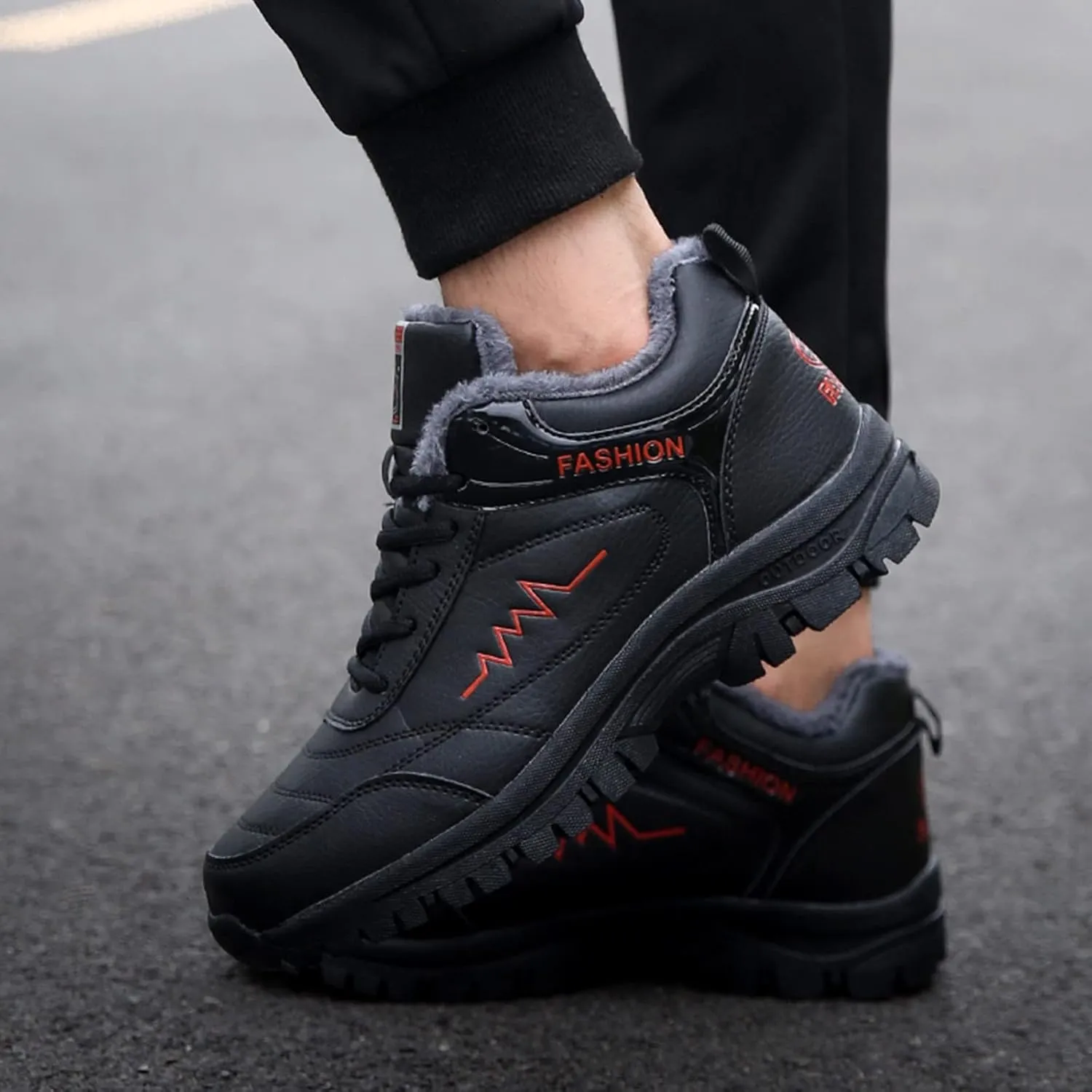 Men Work Boots Composite Toe Hiking Sneakers Women's Slip On Warm Womens Working Shoes Non Steel Toe Waterproof Platform Shoes Work Hike Grounded Footwear