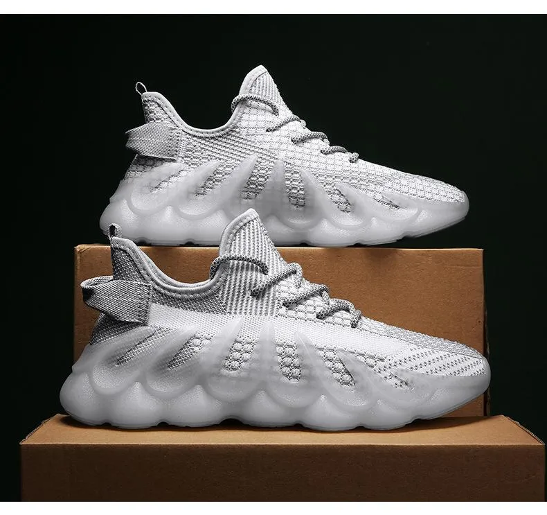 Men's Boost Sneakers Fly Woven Breathable Casual Running Shoes