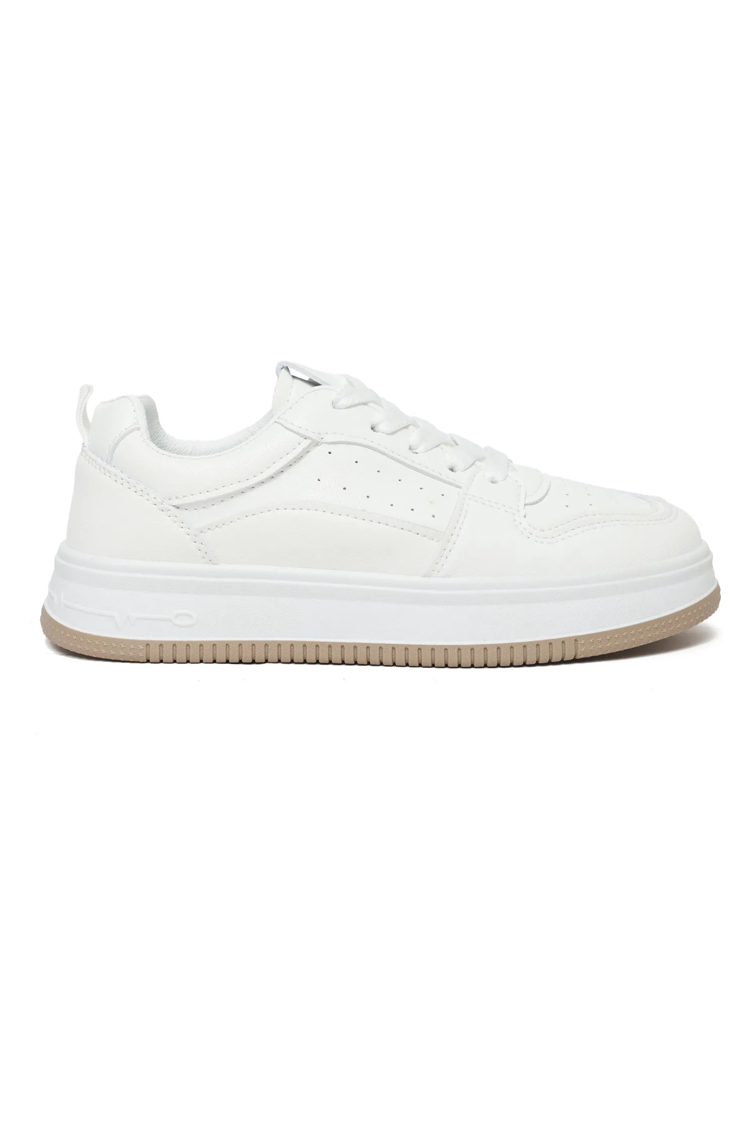 Minimalist Lace-Up Sneakers-White