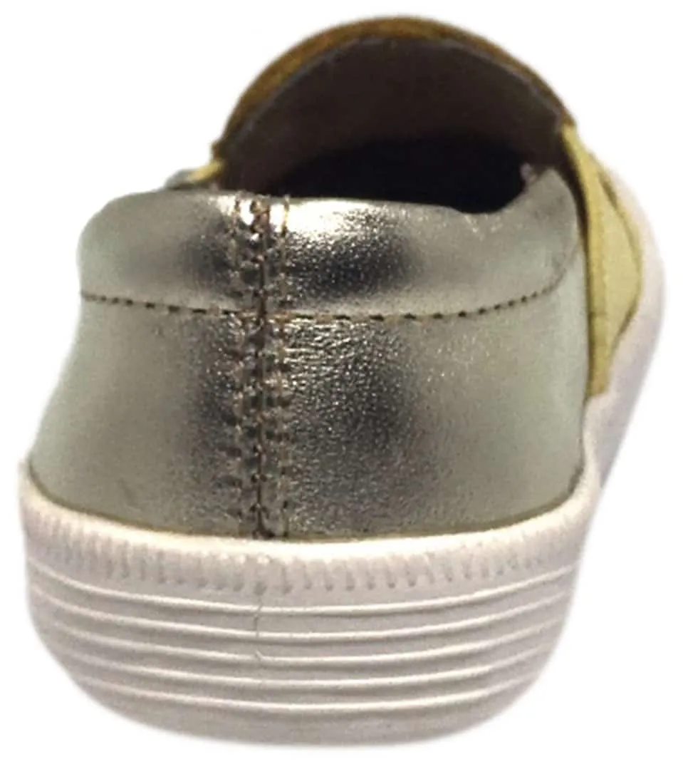 Old Soles Boy's and Girl's 1056 Lemon Gold Perforated Leather Praise Hoff Slip On Elastic Loafer Sneaker