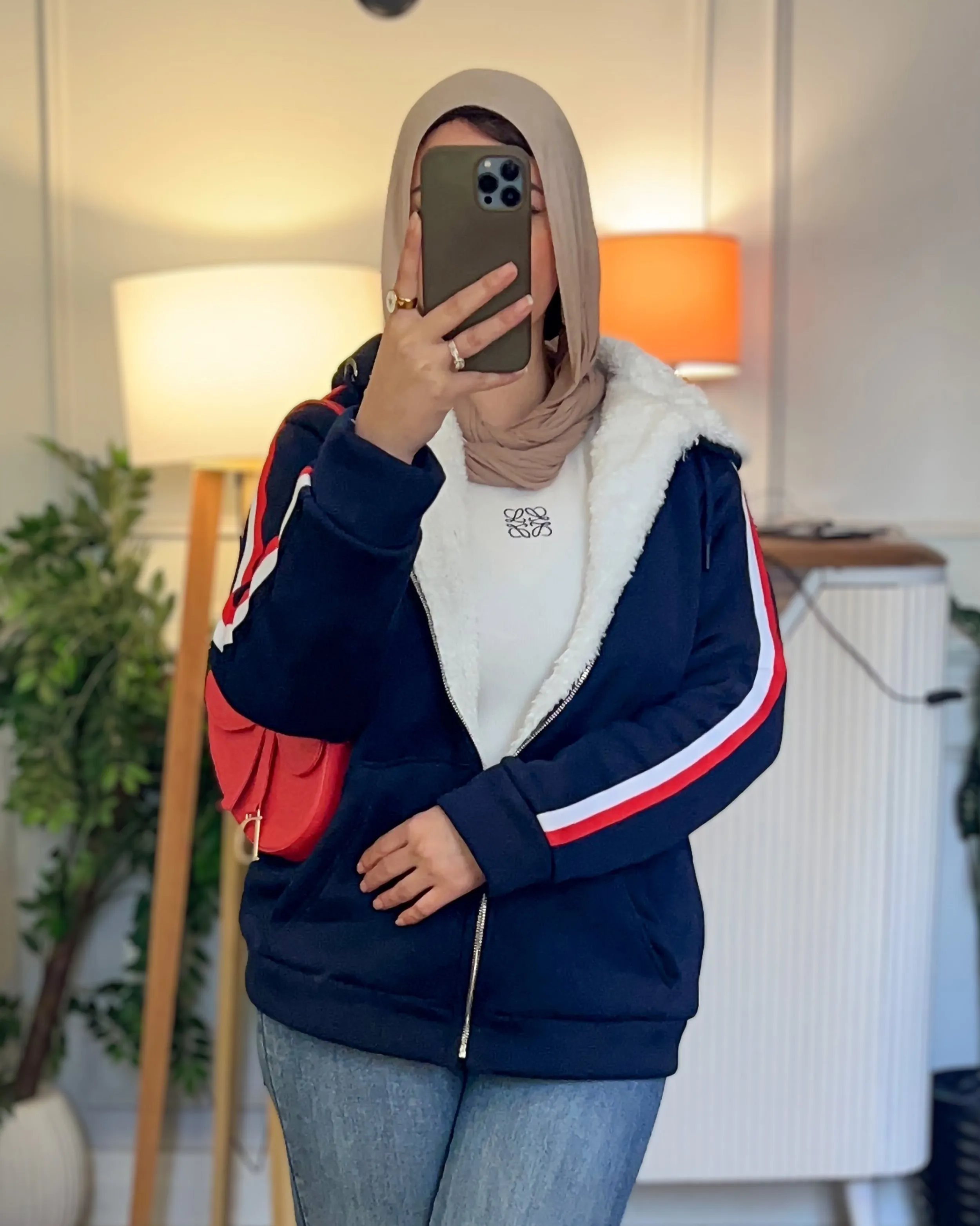 Striped Sherpa-Lined Jacket