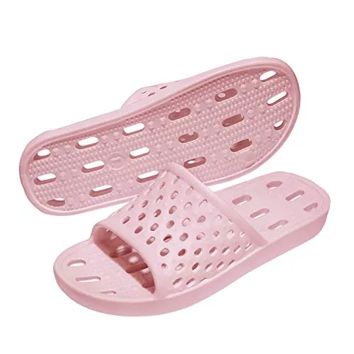 WOTTE Shower Sandals Women Quick Drying Bath Slippers Non Slip Dorm Shoes Size 8 Pink