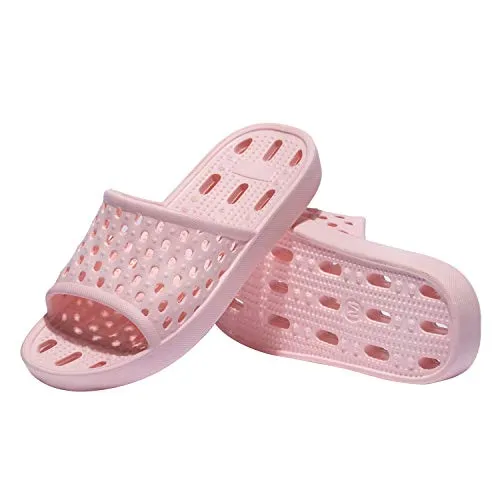 WOTTE Shower Sandals Women Quick Drying Bath Slippers Non Slip Dorm Shoes Size 8 Pink