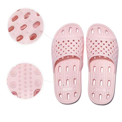 WOTTE Shower Sandals Women Quick Drying Bath Slippers Non Slip Dorm Shoes Size 8 Pink